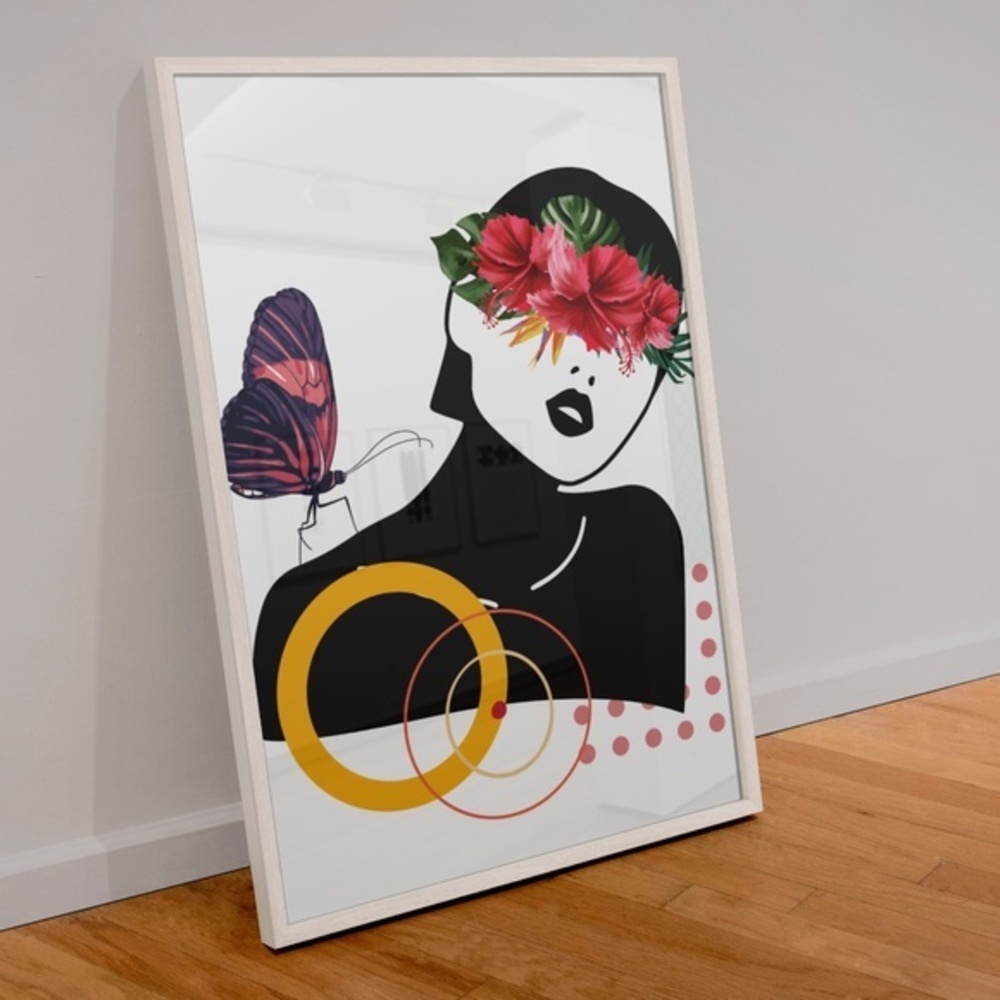 Modern Wall Art Print Tropical Girl Unframed - Picture 6 of 11